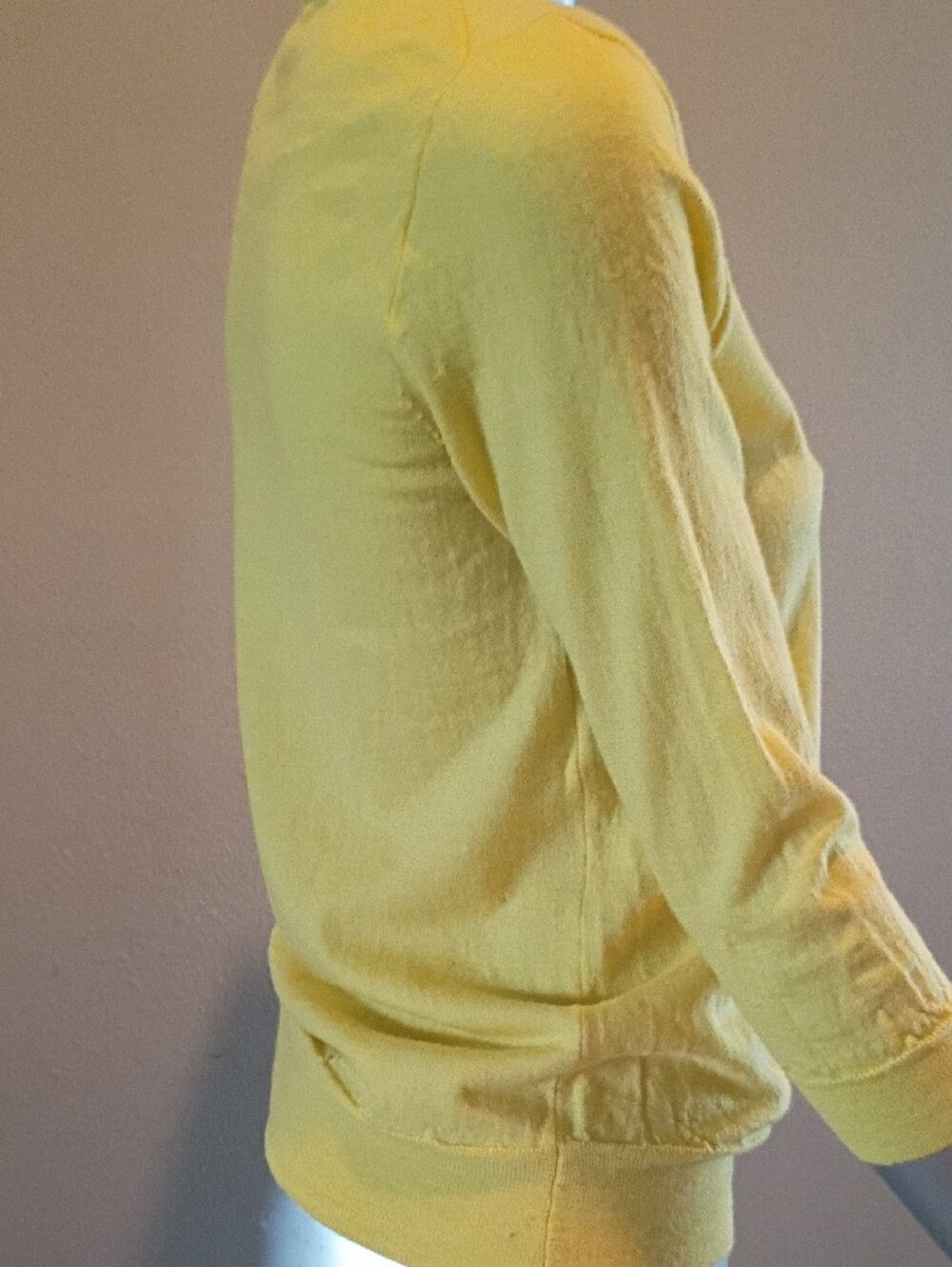 J. Crew-Tippi Sweater-Sz Small-100% Merino Bright Yellow Crewneck 3/4 Sleeves - Picture 6 of 8